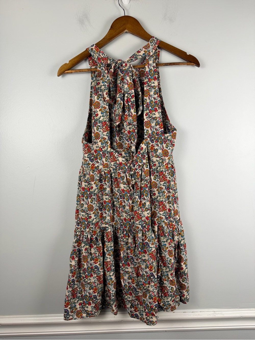 NATURAL LIFE Floral Backless Halter Hallie Dress in Cream size small READ - Picture 4 of 5
